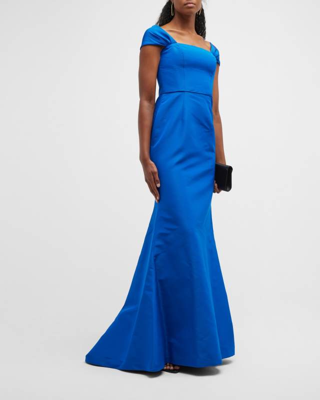 Off-The-Shoulder Silk Trumpet Gown